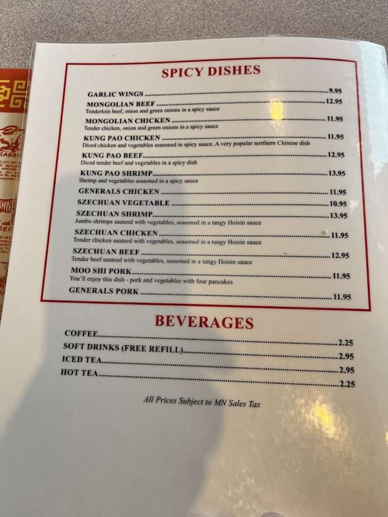 Kam Wong’s Chow Mein menu 1